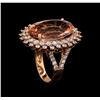 Image 4 : 14KT Rose Gold 13.41 ctw Morganite and Diamond Ring