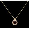 Image 2 : 14KT Yellow Gold 2.12 ctw Rubellite and Diamond Pendant With Chain