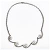 Image 7 : Platinum 10.25 ctw Diamond & Floating South Sea Pearl Statement Necklace