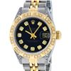 Image 1 : Rolex Ladies 2 Tone 14K Black Diamond & Pyramid Diamond Datejust Wriswatch