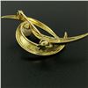 Image 6 : 14k Solid Yellow Gold German 5.9mm Round Cultured Pearl Textured Bird Brooch Pin