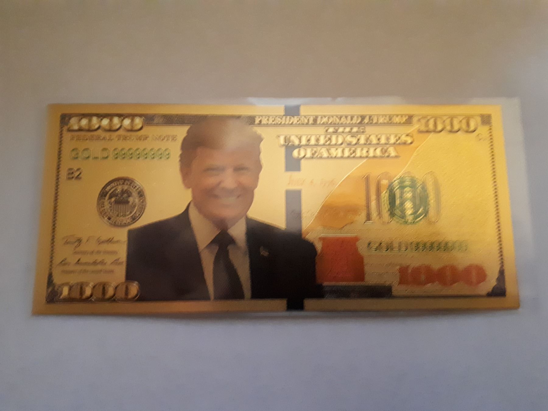 Trump Banknote Authentic $1000 President Donald Trump 24kt Gold Plated /Foil ...