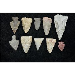 Lot of 10 Bird Points, Largest 1 3/8", Madison Co,