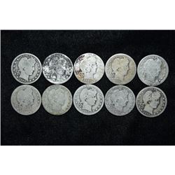 Lot of 10 Barber Quarter Dollars, Grade with Photos