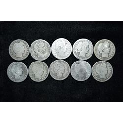 Lot of 10 Barber Quarter Dollars, Grade with Photos
