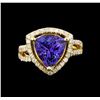 Image 2 : 14KT Yellow Gold 5.03 ctw Tanzanite and Diamond Ring