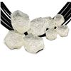 Image 1 : Petal Twin Pendant Multi Strand Necklace - Rhodium Plated