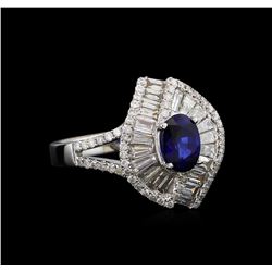 14KT White Gold 1.01 ctw Sapphire and Diamond Ring