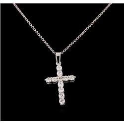 0.70 ctw Diamond Pendant With Chain - 14KT White Gold