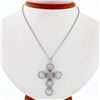 Image 3 : 18K White Gold 2.08 ctw Shared Prong Diamond Multi Circle Cross Pendant Necklace