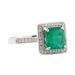 2.27 ctw Emerald and Diamond Ring - 18KT White Gold