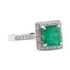 Image 1 : 2.27 ctw Emerald and Diamond Ring - 18KT White Gold