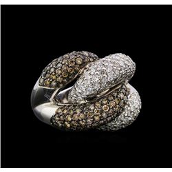 4.98 ctw Brown and White Diamond Ring - 14KT White Gold