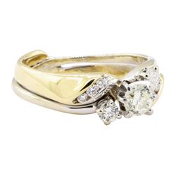 1.00 ctw Diamond Two-Tone Wedding Set - 14KT Yellow and White Gold