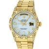 Image 5 : Rolex Mens 18K Yellow MOP Diamond 8 + 2 Diamond Lugs Quickset President Wristwat