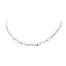 15.84 ctw Aquamarine and Diamond Necklace - 14KT White Gold