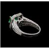 Image 3 : 14KT White Gold 0.83 ctw Emerald and Diamond Ring