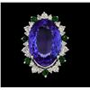 Image 2 : 20.78 ctw Tanzanite and Diamond Ring - 14KT White Gold