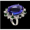 Image 4 : 20.78 ctw Tanzanite and Diamond Ring - 14KT White Gold