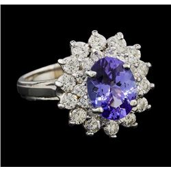 2.17 ctw Tanzanite and Diamond Ring - 14KT White Gold