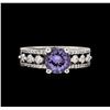 Image 2 : 1.38 ctw Tanzanite and Diamond Ring - 14KT White Gold