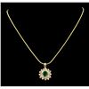 Image 1 : 1.60 ctw Emerald and Diamond Pendant With Chain - 14KT Yellow and Rose Gold