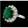 Image 1 : 7.16 ctw Emerald and Diamond Ring - 14KT White Gold