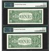 Image 2 : Lot of (2) Consecutive 1957A $1 Silver Certificate Notes PMG Superb Gem Unc 67EP