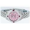 Image 4 : Rolex Ladies Stainless Steel Pink Stamp Diamond & Ruby Datejust Wristwatch