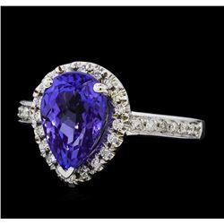 3.50 ctw Tanzanite and Diamond Ring - 14KT White Gold