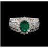 Image 2 : 14KT White Gold 1.41 ctw Emerald and Diamond Ring