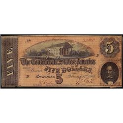 1864 $5 Confederate States of America Note