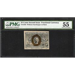 1863 25 Cents Second Issue Fractional Currency Note Fr.1283 PMG About Uncirculated 55