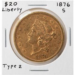 1876-S Liberty Head $20 Double Eagle Gold Coin