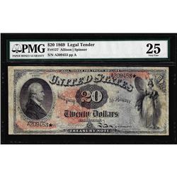 1869 $20 Legal Tender Note Fr.127 PMG Very Fine 25