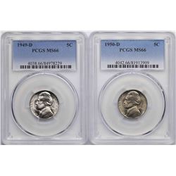 Lot of 1949-D & 1950-D Jefferson Nickel Coins PCGS MS66