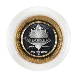 .999 Silver Eldorado Hotel and Casino $10 Casino Gaming Token Limited Edition