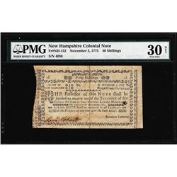 November 3, 1775 New Hampshire 40 Shillings Colonial Note PMG Very Fine 30 Net