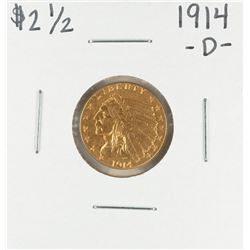 1914-D $2 1/2 Indian Head Quarter Eagle Gold Coin