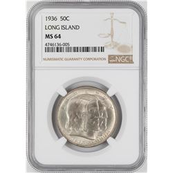 1936 Long Island Tercentenary Commemorative Half Dollar Coin NGC MS64