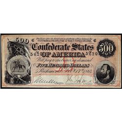 1864 $500 Confederate States of America Note