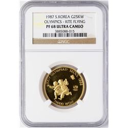 1987 S. Korea $100 Proof Olympics Commemorative Gold Coin NGC PF68 Ultra Cameo