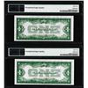 Image 2 : (2) Consecutive 1928B $1 Silver Certificate Notes Fr.1602 PMG Choice Uncirculated 64EPQ