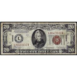1934A $20 Hawaii WWII Emergency Issue Federal Reserve Notes