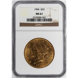 1904 $20 Liberty Head Double Eagle Gold Coin NGC MS61