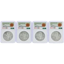 Lot of (4) 1978Mo Mexico 100 Pesos Silver Coins NGC MS64