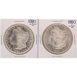 Lot of (2) 1880-S $1 Morgan Silver Dollar Coins