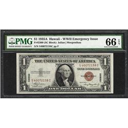 1935A $1 Hawaii Silver Certificate WWII Emergency Note PMG Gem Uncirculated 66EPQ