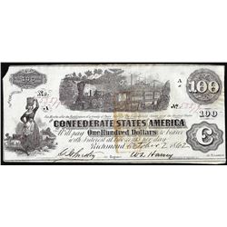 1862 $100 Confederate States of America Note