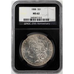 1888 $1 Morgan Silver Dollar Coin NGC MS62
